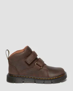 Kinder Raffe Easy-On Leder Stiefel in Dunkelbraun