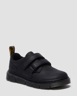 Kinder Raffe Leder Schuhe mit Riemen in Schwarz
