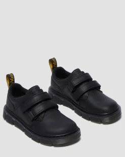 Kinder Raffe Leder Schuhe mit Riemen in Schwarz
