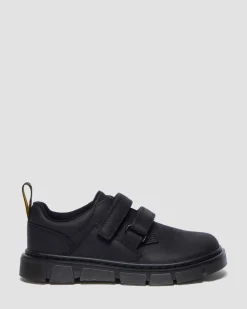 Kinder Raffe Leder Schuhe mit Riemen in Schwarz