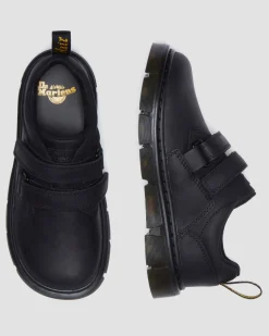 Kinder Raffe Leder Schuhe mit Riemen in Schwarz