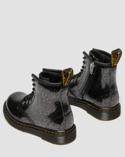 KLEINKIND 1460 GLITZER LACKLEDER STIEFEL in Schwarz & Silber