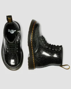 KLEINKIND 1460 GLITZER LACKLEDER STIEFEL in Schwarz & Silber
