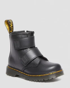 Kleinkind 1460 Leder Riemensandalen mit Klettverschluss in Schwarz