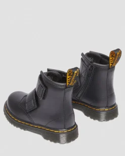 Kleinkind 1460 Leder Riemensandalen mit Klettverschluss in Schwarz