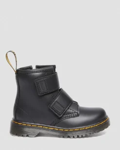 Kleinkind 1460 Leder Riemensandalen mit Klettverschluss in Schwarz