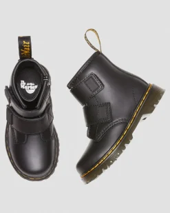 Kleinkind 1460 Leder Riemensandalen mit Klettverschluss in Schwarz