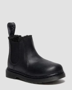 Kleinkind 2976 Leonore Chelsea Boots mit Kunstfellfutter in Schwarz