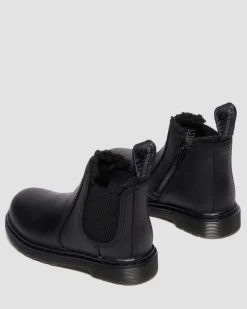 Kleinkind 2976 Leonore Chelsea Boots mit Kunstfellfutter in Schwarz