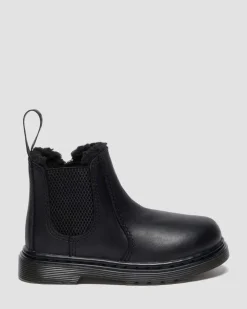 Kleinkind 2976 Leonore Chelsea Boots mit Kunstfellfutter in Schwarz