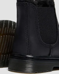 Kleinkind 2976 Leonore Chelsea Boots mit Kunstfellfutter in Schwarz