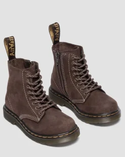 Kleinkind 1460 Tumbled Nubuck Stiefel in Dunkelbraun