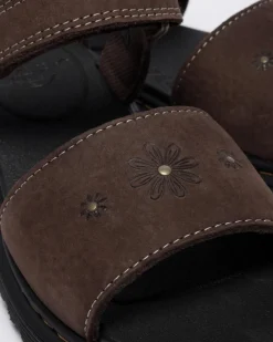 Kleinkind Flower Debossed Nubuck Riemensandalen in Dunkelbraun