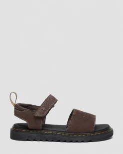 Kleinkind Flower Debossed Nubuck Riemensandalen in Dunkelbraun