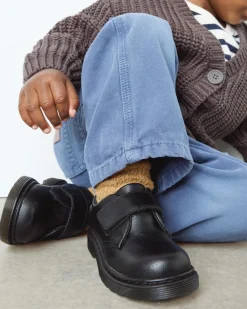 Kleinkind Kamron Leder Riemen Klettverschluss Oxford Schuhe in Schwarz