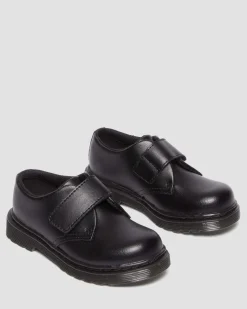Kleinkind Kamron Leder Riemen Klettverschluss Oxford Schuhe in Schwarz