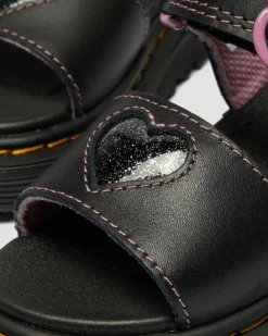 Kleinkind Marlowe Ii Glitzer Herz Leder Schuhe in Schwarz