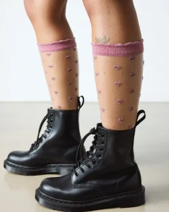 Kurze Mesh Bio-Baumwoll Socken mit Herzen in Dusty Rose Pink