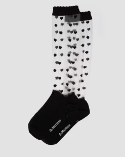 Kurze Mesh Bio-Baumwoll Socken mit Herzen in Schwarz