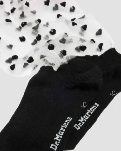 Kurze Mesh Bio-Baumwoll Socken mit Herzen in Schwarz