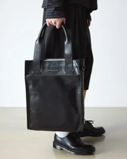 LEDER TOTE BAG in Schwarz