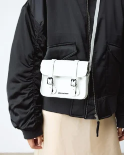Leder Umhängetasche 18 cm in Weiß