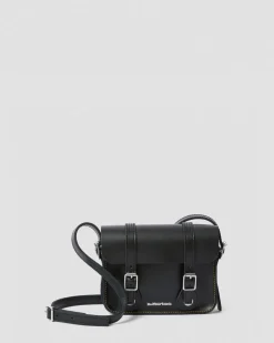 Leder Umhängetasche 18 cm in Schwarz