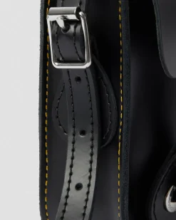 Leder Umhängetasche 18 cm in Schwarz
