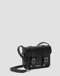 Leder Umhängetasche 18 cm in Schwarz