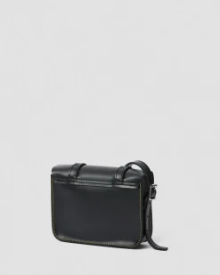 Leder Umhängetasche 18 cm in Schwarz