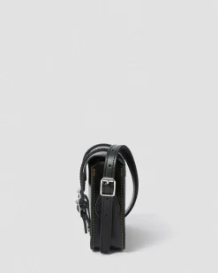 Leder Umhängetasche 18 cm in Schwarz