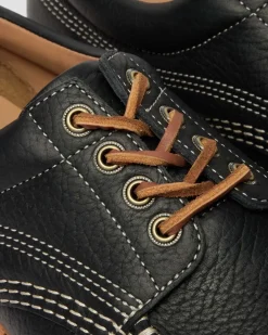 Lowell Wild Grain Leather Moc Toe Schuhe in Schwarz