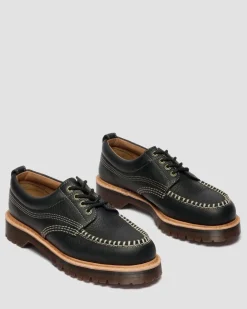 Lowell Wild Grain Leather Moc Toe Schuhe in Schwarz