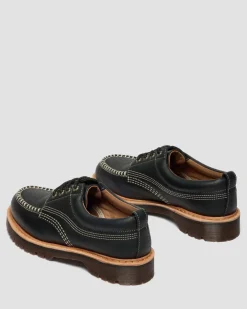 Lowell Wild Grain Leather Moc Toe Schuhe in Schwarz