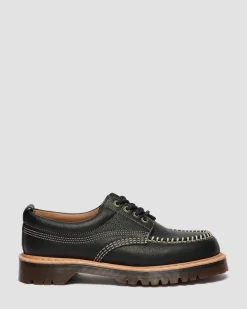 Lowell Wild Grain Leather Moc Toe Schuhe in Schwarz