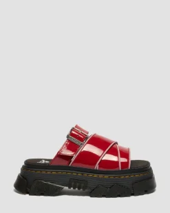 Mattison Slide Soft Lackleder Leder Sandalen in Scarlet Rot