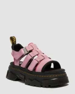Mattison Soft Lackleder Sandalen mit 3 Riemen in Dusty Rose Pink