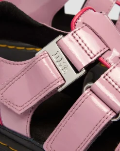 Mattison Soft Lackleder Sandalen mit 3 Riemen in Dusty Rose Pink