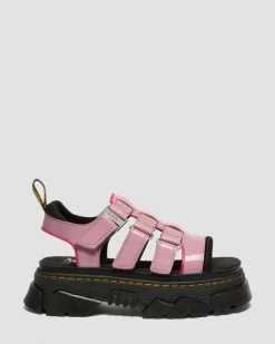 Mattison Soft Lackleder Sandalen mit 3 Riemen in Dusty Rose Pink