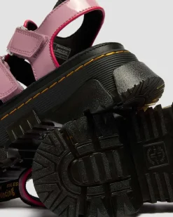 Mattison Soft Lackleder Sandalen mit 3 Riemen in Dusty Rose Pink