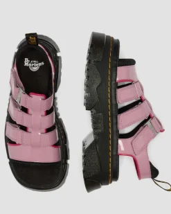 Mattison Soft Lackleder Sandalen mit 3 Riemen in Dusty Rose Pink