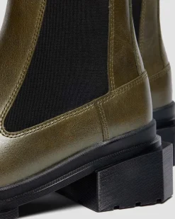 Maybole Chelsea Square Toe Leder Stiefel in Olivgrün Grün