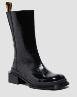 Maybole Hi Square Toe Lackleder Chelsea Boots in Schwarz