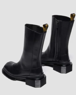 MAYBOLE HI SQUARE TOE LEDER CHELSEA BOOTS in Schwarz
