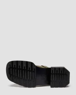Maybole Mary Jane Square Toe Leder Schuhe in Olivgrün Grün