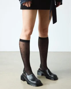 Maybole Square Toe Leder Mules in Schwarz