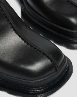 Maybole Square Toe Leder Mules in Schwarz