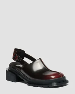 Maybole Square Toe Rub Off Leder Mules in Cherry Red