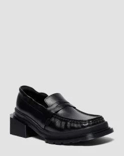 MAYBOLE SQUARE TOE RUCHED LEDER LOAFER in Schwarz