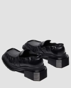 MAYBOLE SQUARE TOE RUCHED LEDER LOAFER in Schwarz